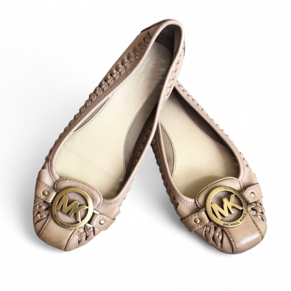 Michael Kors Leather Fulton Moc Flats Khacki Light Brown Flats Shoes 6.5 Women's